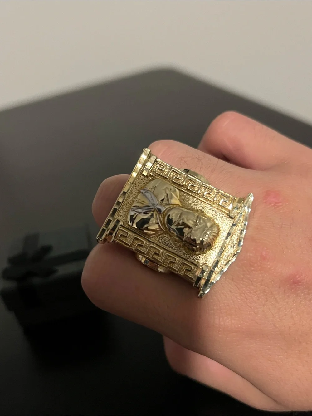 Gold ring Malverde Versace style - men’s ring